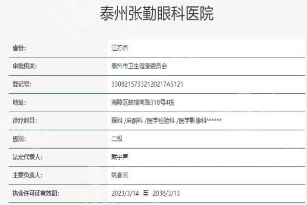泰州张勤眼科医院好不好？看医院资质 / 医生团队 / 特色项目便知